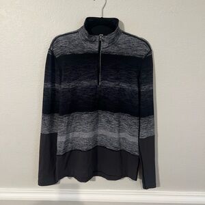 Lululemon Speed 1/2 Zip Universal Stripe Black Soot / Light White / Soot Size M